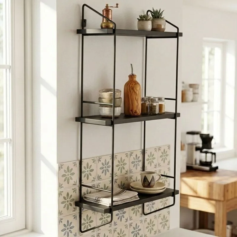 Prateleira Tripla Vertical Para Organização E Decoração Eloa Preto