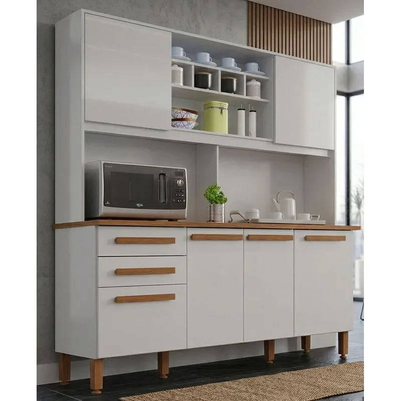 Cozinha Compacta Donna Plus 6 Portas E 2 Gavetas Mdp Yescasa Branco/mel