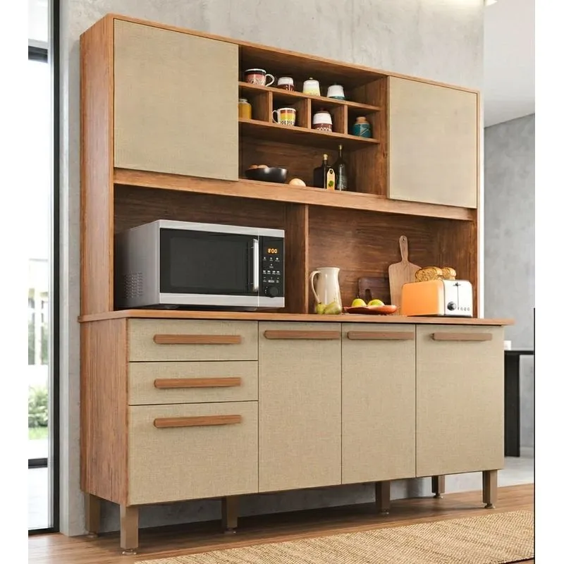 Cozinha Compacta Donna Plus 6 Portas E 2 Gavetas Mdp Yescasa Mel/arenas
