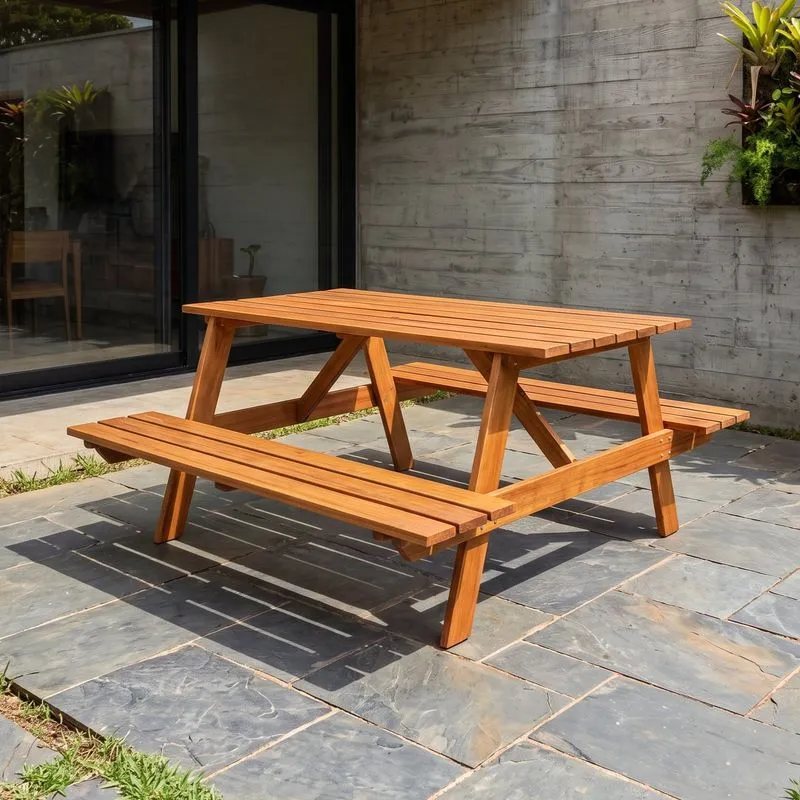 Conjunto Mesa E Banco Snak Yescasa Nogueira