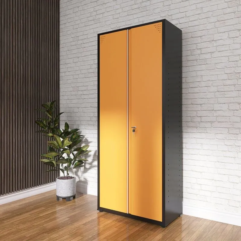 Armário De 2 Portas Com Chave 4 Prateleiras Ap402 Aço Preto/larnaja Picasso