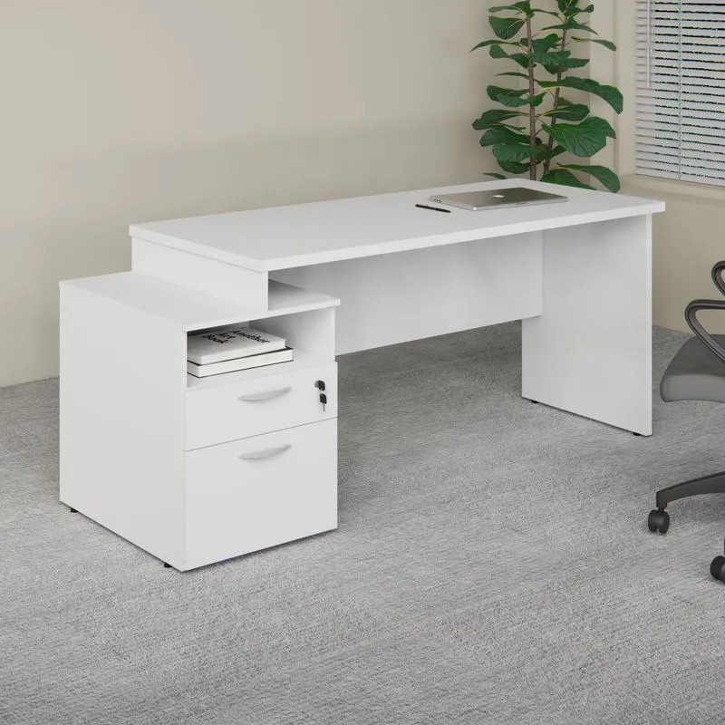 Escrivaninha Diretor Com Pé Painel Mdf 172cm Yescasa Cinza
