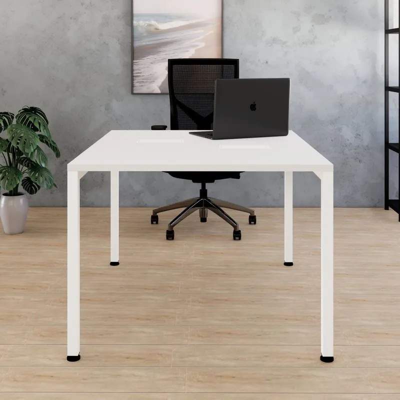 Escrivaninha Dupla Industrial Com Pé Trave 120cm Yescasa Branco