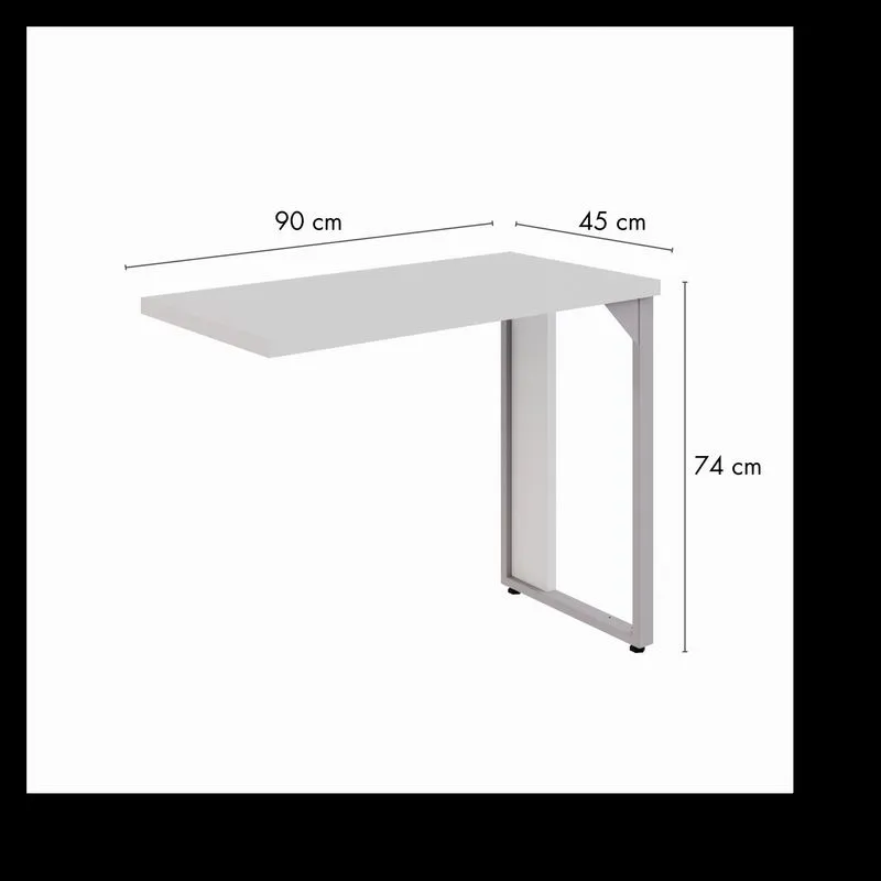 Mesa Auxiliar Direita/Esquerda Pé Quadro 90cm Tampo Yescasa Cinza