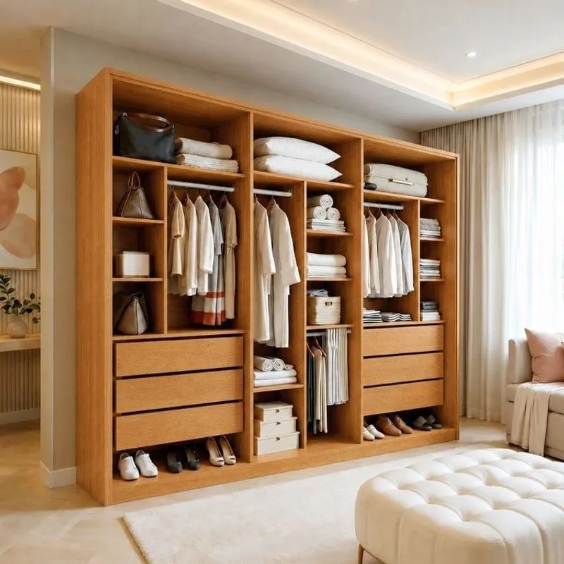 Closet Casal 6 Gavetas 242cm Sem Portas Aspen Premium Cinamomo