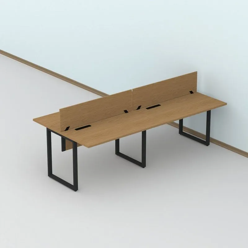 Plataforma De Trabalho 4 Lugares Aço Corporativa Light 240x120cm Samba/preto