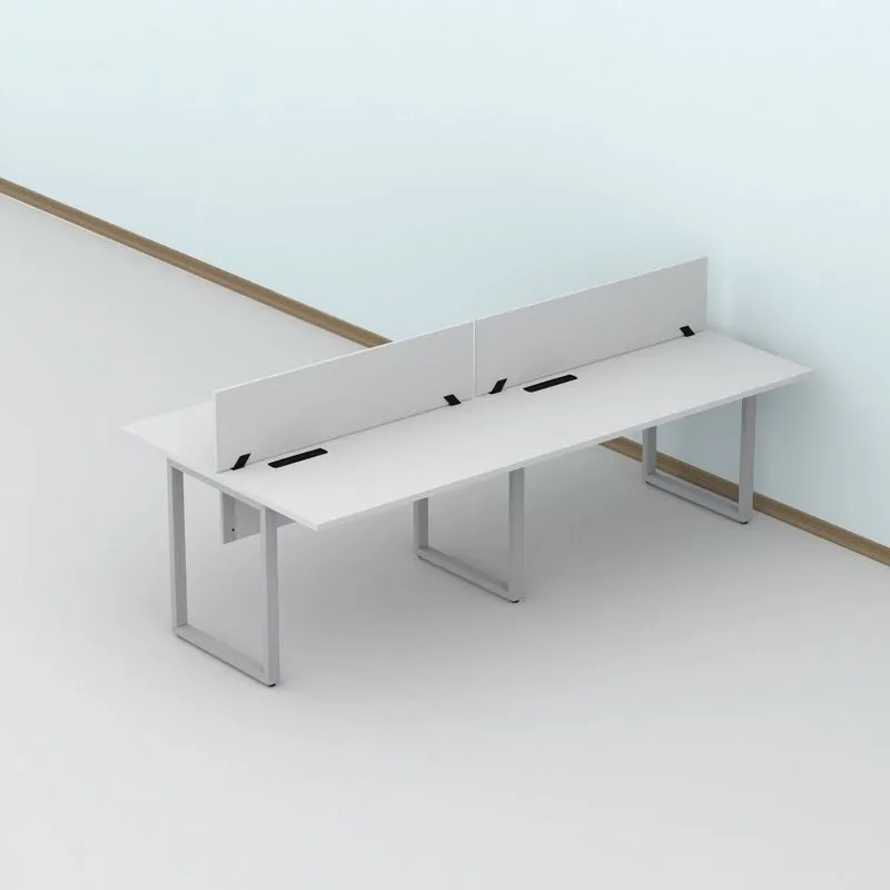 Escrivaninha Plataforma 4 Lugares Aço 240cm Linha Corporativa Light Branco