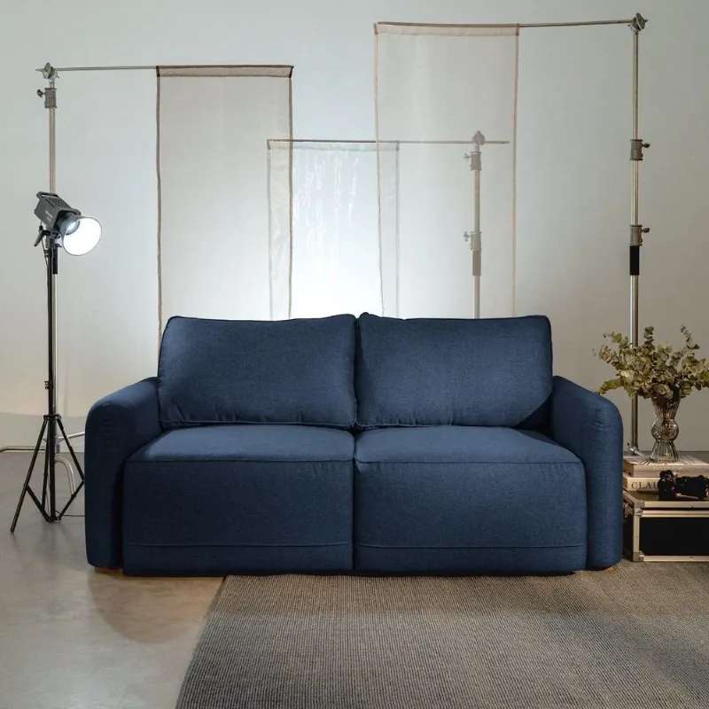 Sofá Retrátil 170cm Mellow CabeCasa MadeiraOriginals Linho Azul