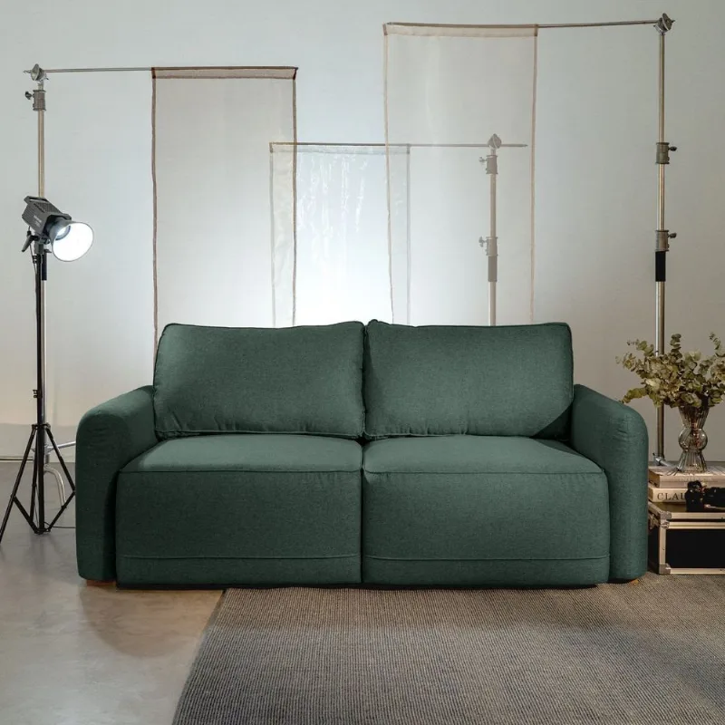 Sofá Retrátil 190cm Mellow CabeCasa MadeiraOriginals Linho Verde