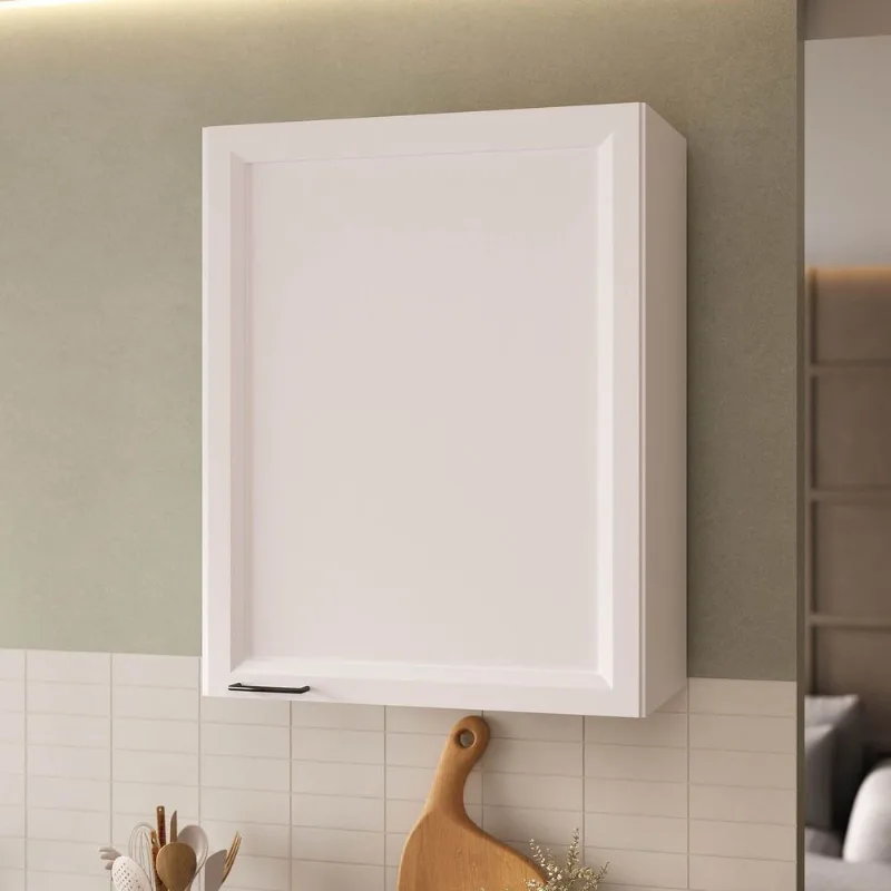 Armário Aéreo Planejado 1 Porta 60cm Soho CabeCasa MadeiraOriginals Branco Branco