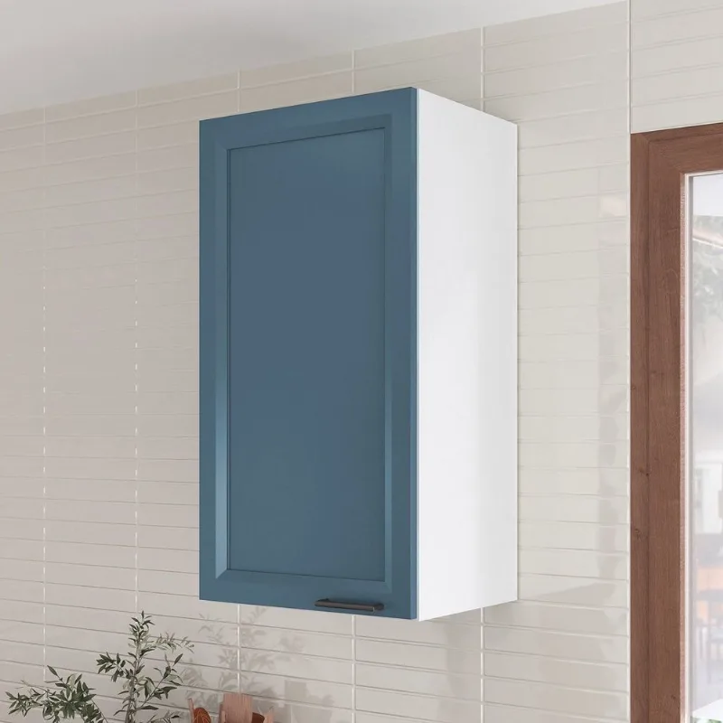 Armário Aéreo Planejado 1 Porta 41cm Soho CabeCasa MadeiraOriginals Branco/Azul Branco/Azul