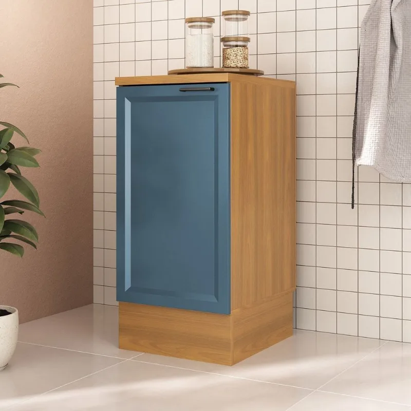 Balcão Planejado 1 Porta 41cm com Tampo Soho CabeCasa MadeiraOriginals Freijó/Azul Freijó/Azul
