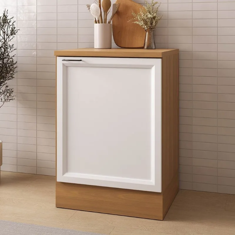 Balcão Planejado 1 Porta 60cm com Tampo Soho CabeCasa MadeiraOriginals Freijó/Branco Freijó/Branco