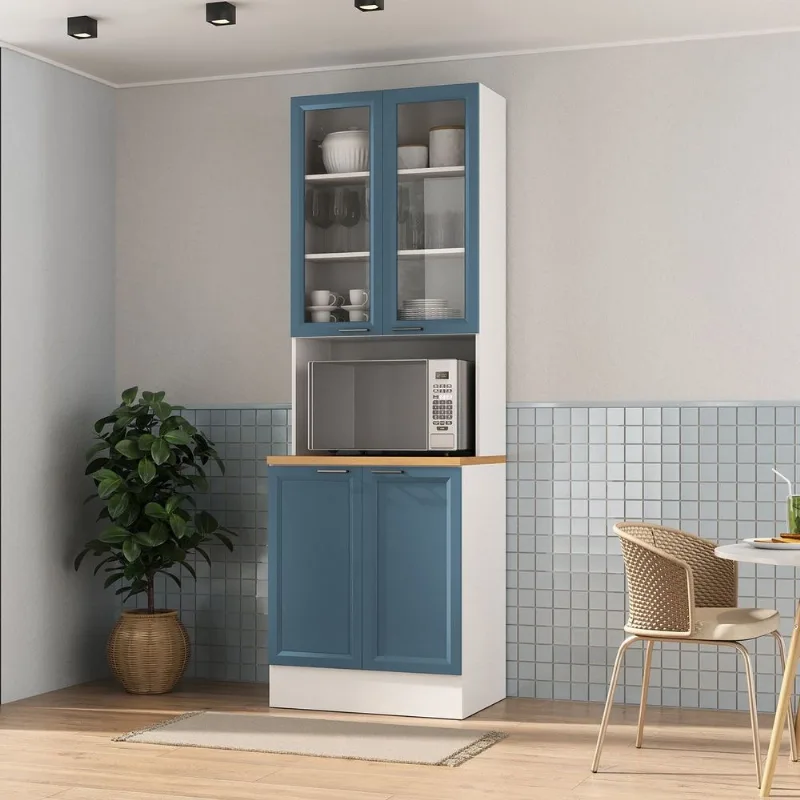 Paneleiro Duplo Planejado 70cm Soho CabeCasa MadeiraOriginals Branco/Azul Branco/Azul