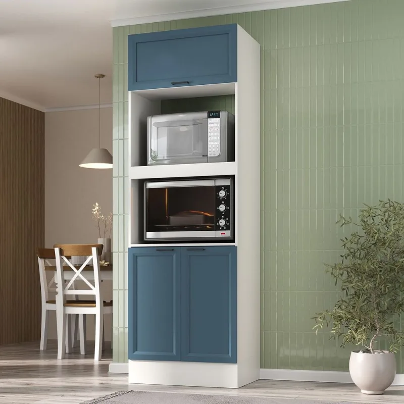 Paneleiro Torre Quente para Forno Planejado 70cm Soho CabeCasa MadeiraOriginals Branco/Azul Branco/Azul
