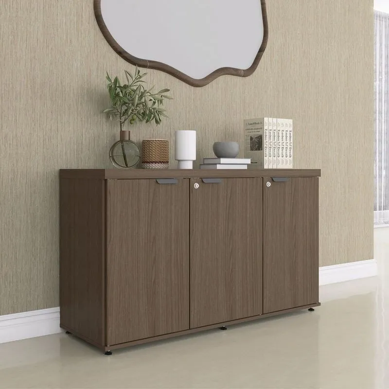 Armário Para Escritório Com 3 Portas Pe40 Walnut