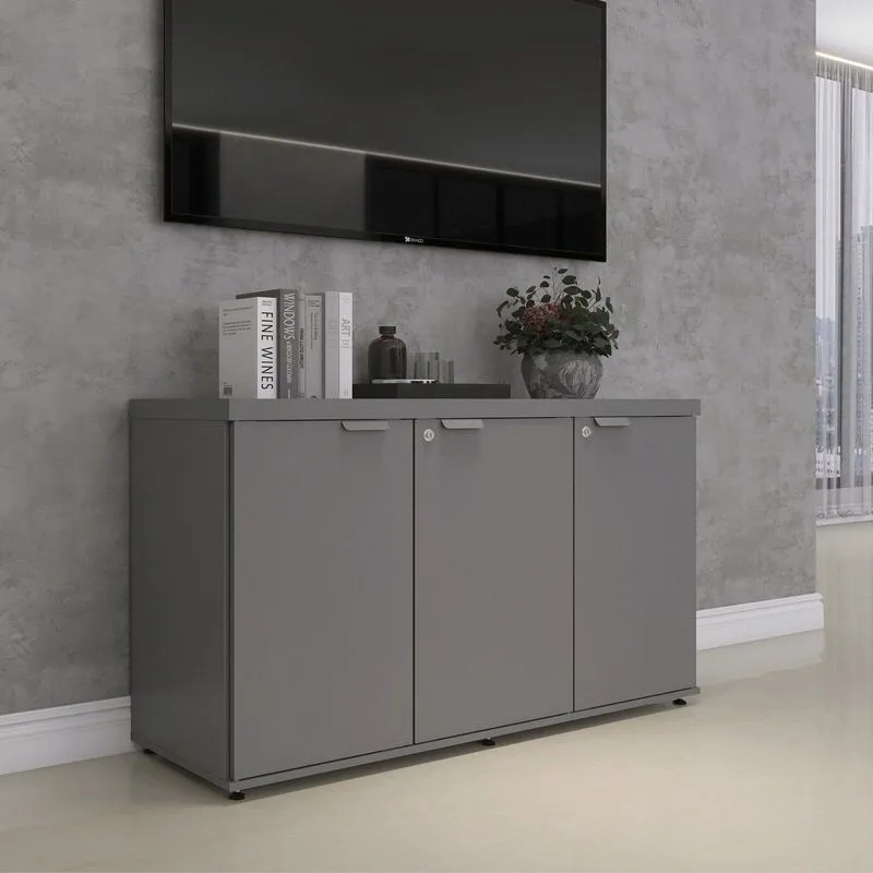 Credenza Para Escritório Com 3 Portas Pe40 Grafito