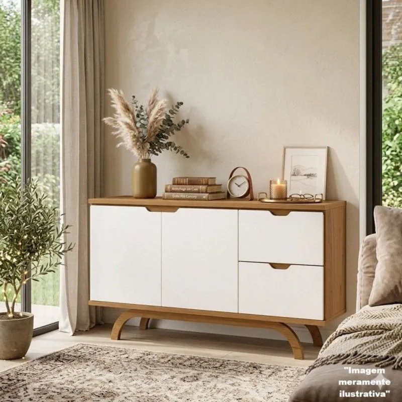 Balcão De Sala De Estar 150cm Vicenza Cinamomo/off White