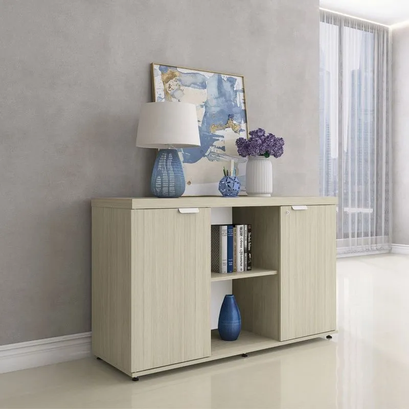 Credenza Para Escritório Com 2 Portas Pe40 Castanheira Natural