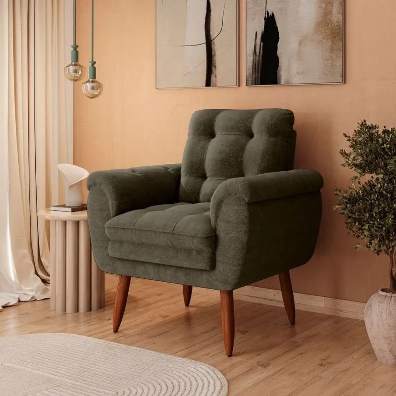 Poltrona Decorativa 1 Lugar Xangai Chenille Prince Marrom