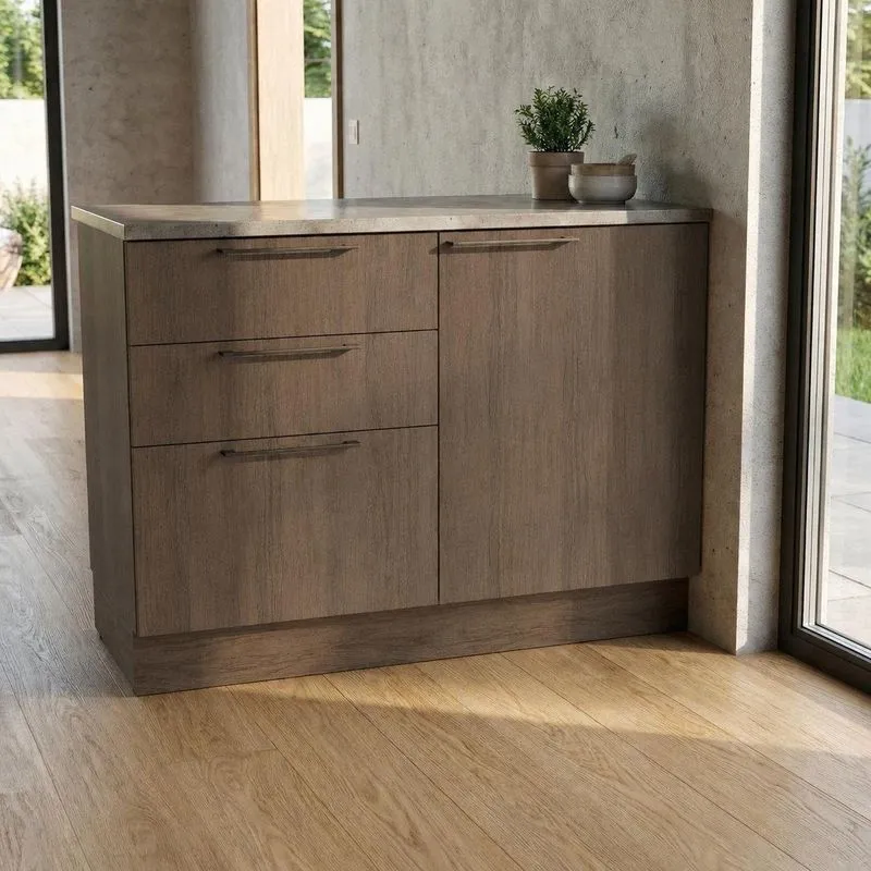 Balcão Para Cozinha 120cm 1 Porta 3 Gavetas Sem Tampo Lisboa Avelã