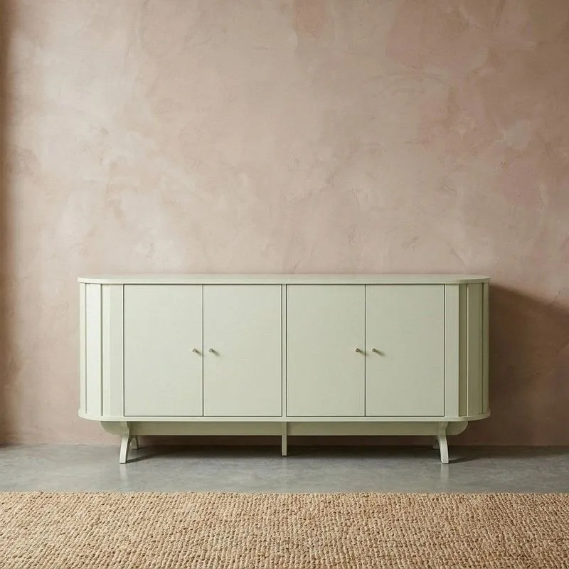 Balcão Buffet Curvo 180cm Com 4 Portas Off White