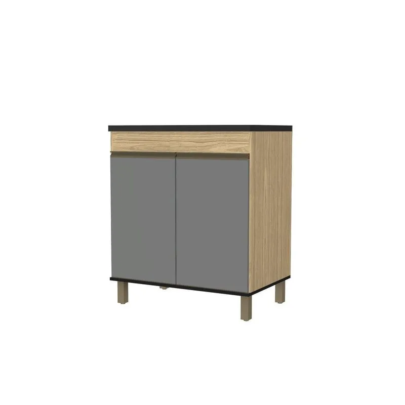 Balcão Modulado 80cm Com Espaço Para Cooktop Confort 100% MDF Amêndoa/Acqua