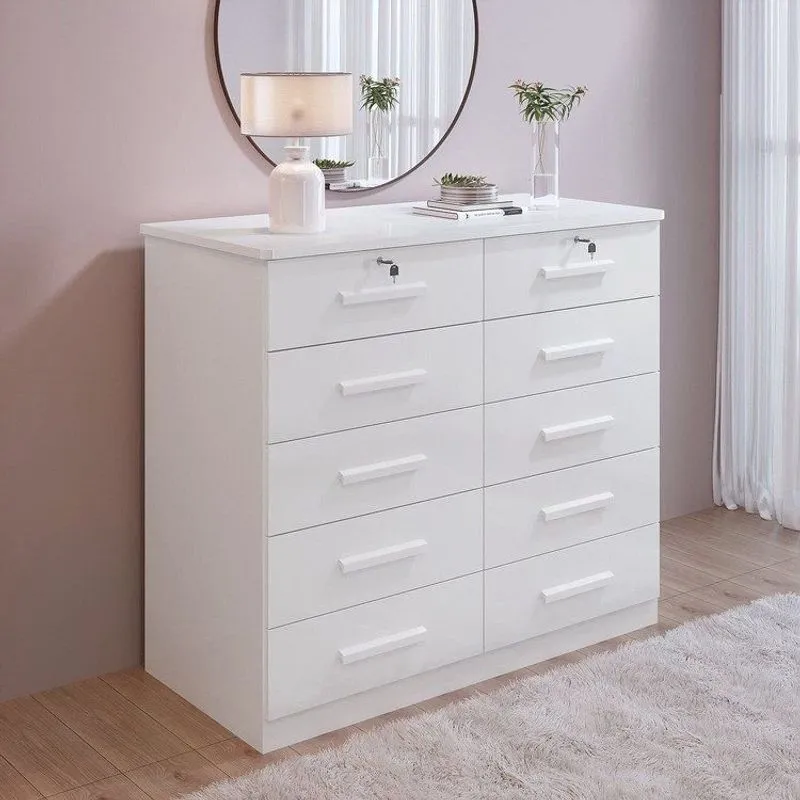 Cômoda 10 Gavetas 100% MDF Ryad Branco
