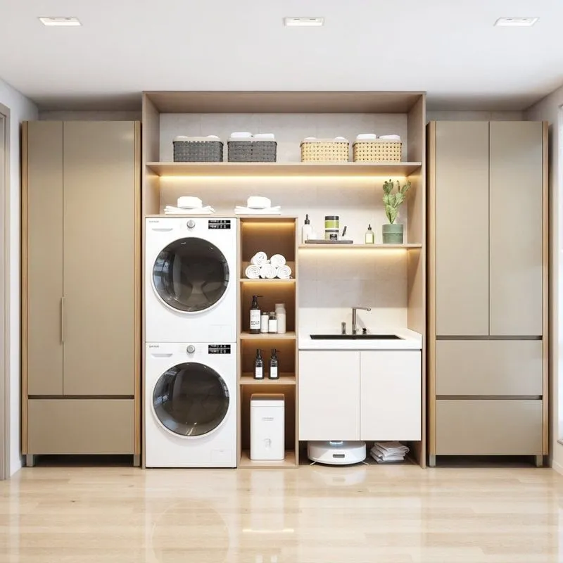Lavanderia 2 Peças 4 Portas 100% Mdf Greige