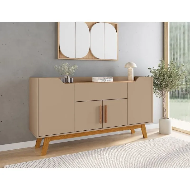 Buffet Aparador 1 Gaveta 4 Portas Retro Pés De Madeira Future Fendi/freijó