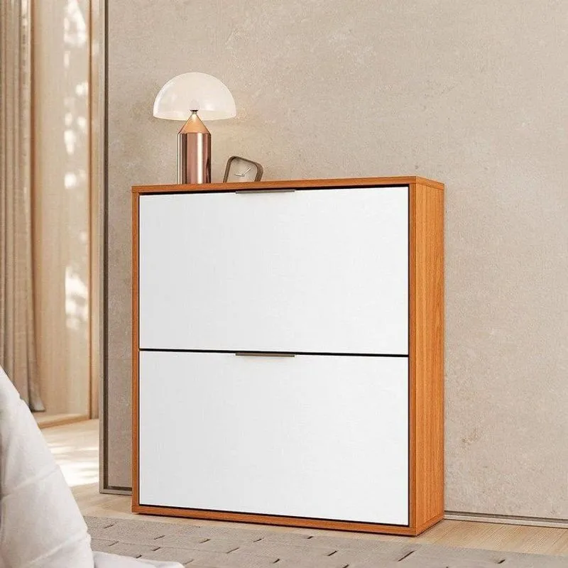Sapateira Com 2 Portas Multiuso Organizadora Para Calçados Closet E Quarto Cinamomo/branco Cinamomo/off White