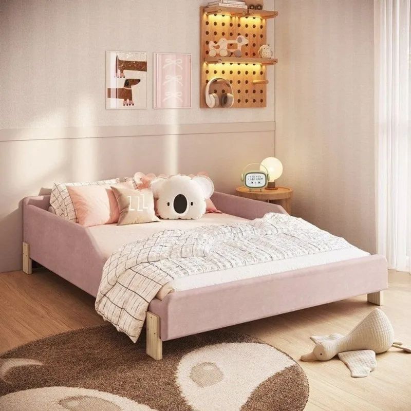 Cama Infantil Estofada de Casal Cor Rosa Linha Sentir Rosa