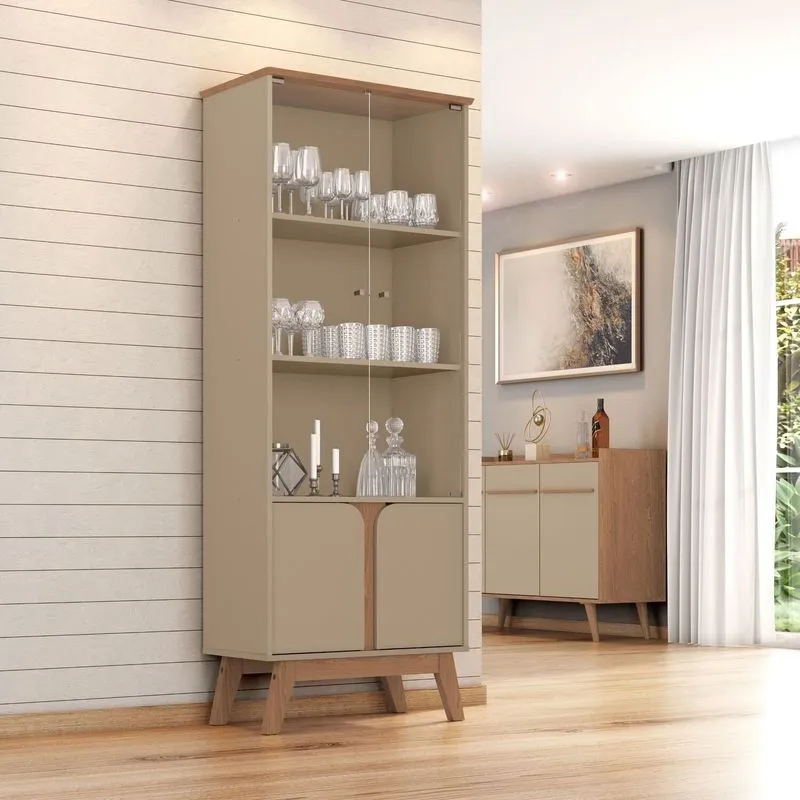 Cristaleira Para Sala De Jantar Retrô Madri Marrom/marromle Fendi/freijó