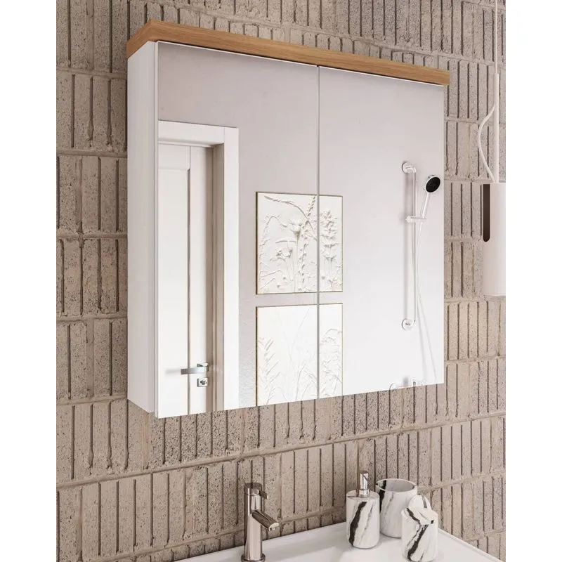 Armário De Banheiro 70cm 02 Portas Com Espelho - Branco/Itapuã Branco/Itapuã