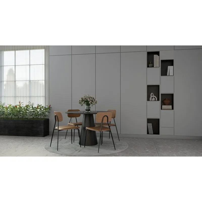 Tampo Para Mesa MDF Redondo 110x110cm Saarien Preto