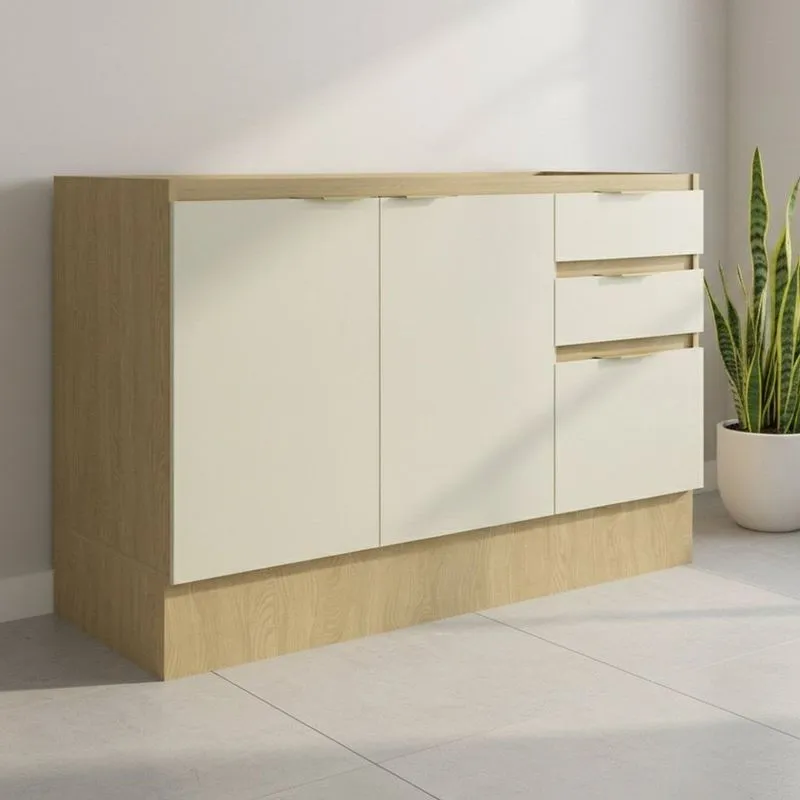 Balcão Sem Tampo 2 Portas 3 Gavetas Divisor De Talheres Com Rodapé 120cm Nanda Tm4204 Nature/arena Nature/arenas