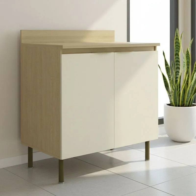 Balcão Com Tampo 2 Portas E 1 Prateleira 80cm Nanda TM4212 Nature/Arenas