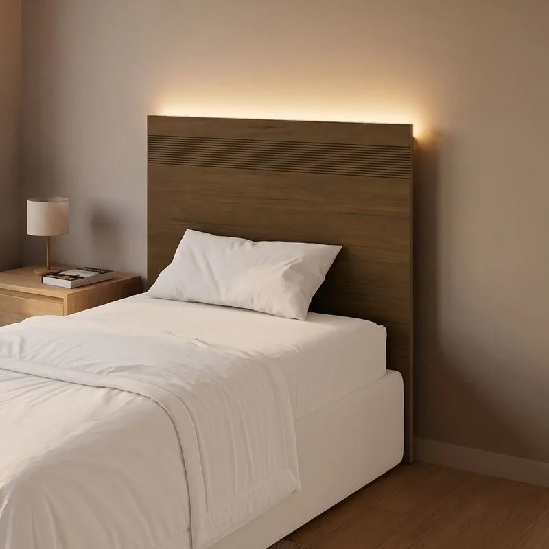 Painel Cabeceira Frisado Solteiro Com Led 109x90cm Âmbar