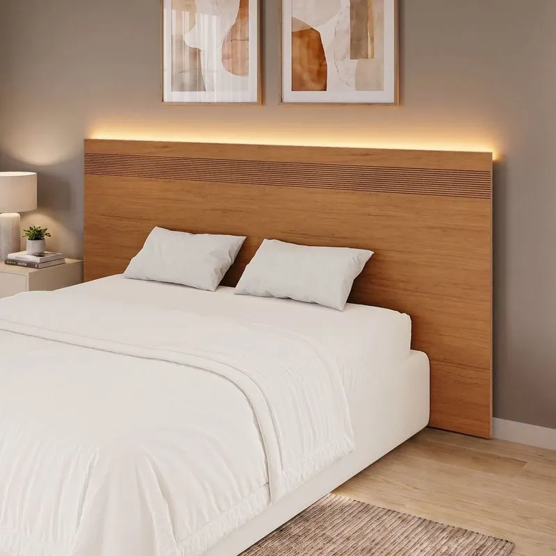 Painel Cabeceira Frisado Casal Com Led 109x180cm Rubi