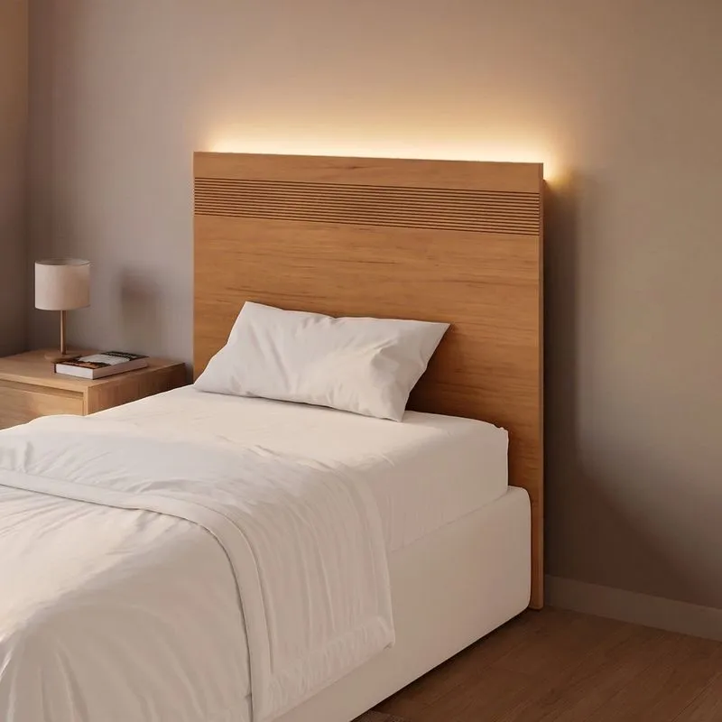 Painel Cabeceira Frisado Solteiro Com Led 109x90cm Rubi