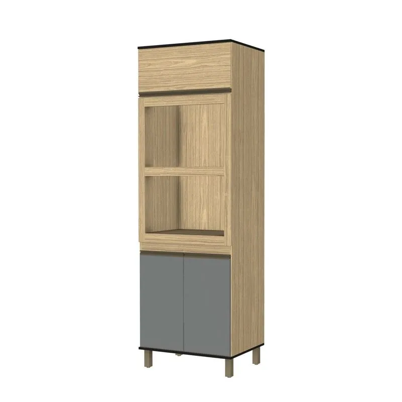 Torre Quente 70cm Com Puxadores De Alumínio 100% Mdf Confort Amêndoa/Acqua
