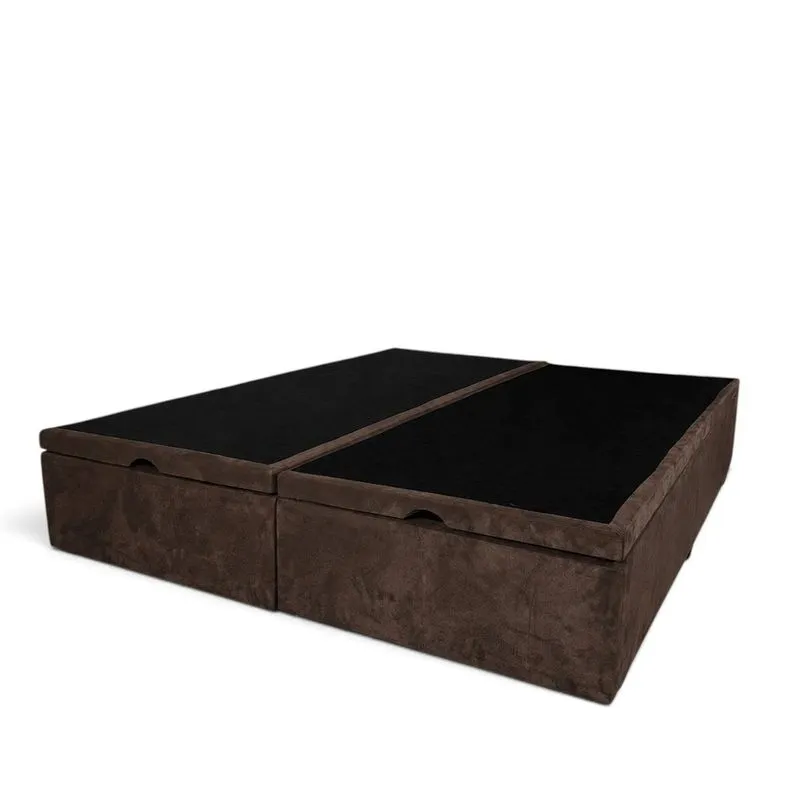 Base Box Com Baú Queen Suede Padrão Classic Marrom