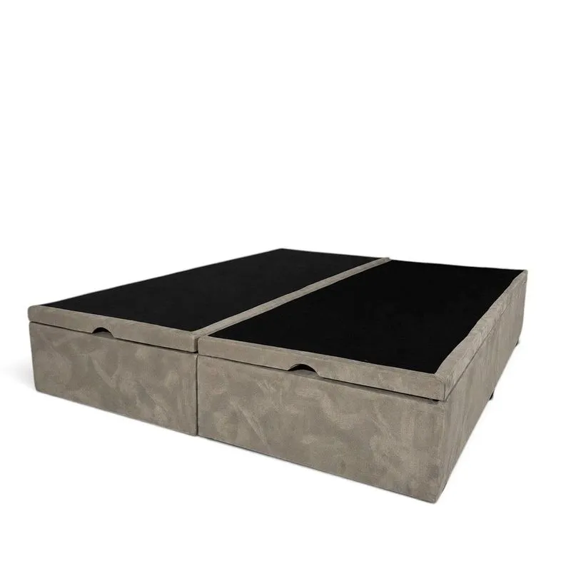 Base Box Com Baú Queen Suede Padrão Classic Bege