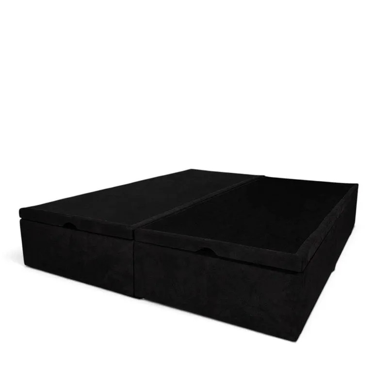 Base Box Com Baú Queen Suede Padrão Classic Preto