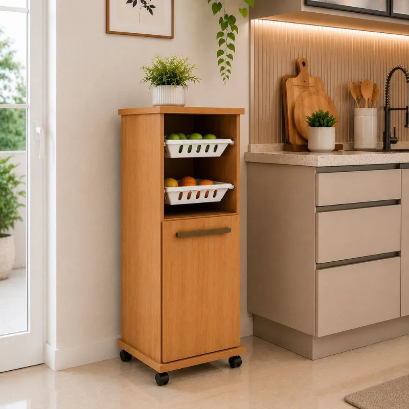 Fruteira Para Cozinha 2 Cestos 1 Porta Com Prateleira Removível Paraná Espresso Móveis Cinamomo