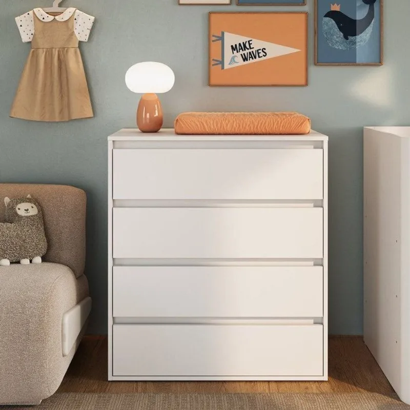 Cômoda 4 Gavetas Cor Branca Linha Essencial Branco
