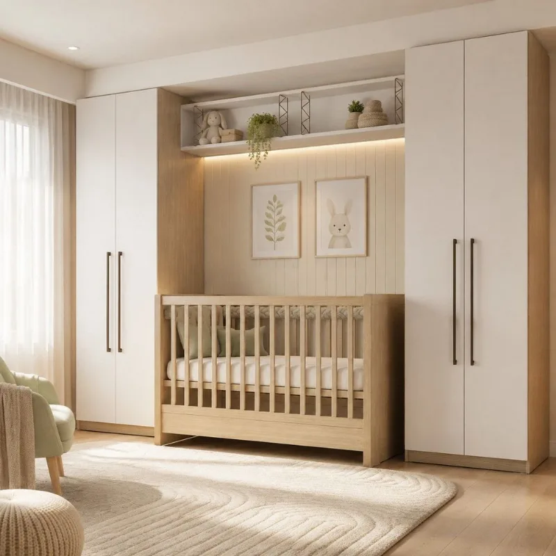 Quarto Infantil Modulado Completo e Funcional 4 Peças 100% MDF Savana/Branco