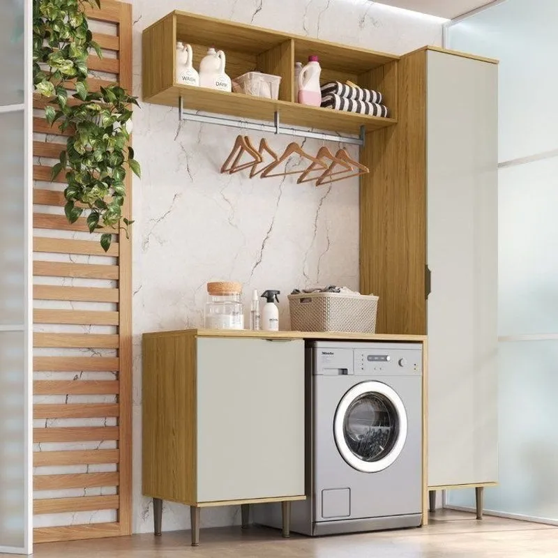 Lavanderia Modulada Com 3 Peças Ipê/Sabbia