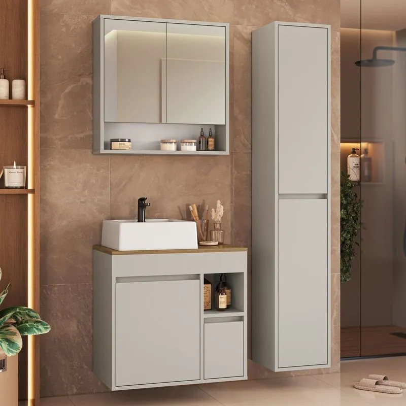 Conjunto Banheiro Modulado 88 Cm Com 3 Peças Gabinete Suspenso Com Cuba Bahamas Yescasa Arenas Arenas