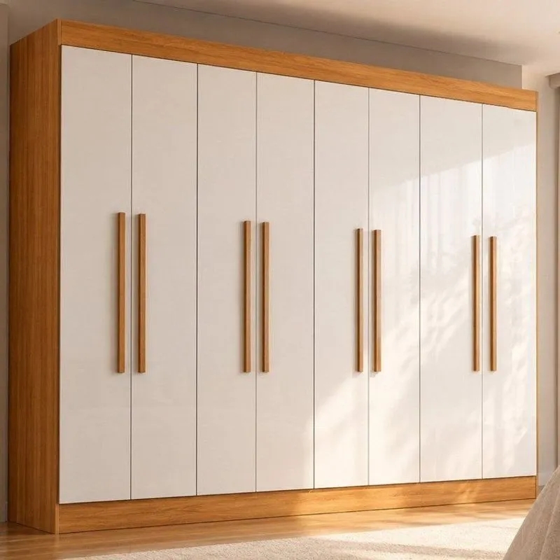 Guarda-roupa Casal 8 Portas Barcelona Freijó UV/Off Acetinado Yescasa Freijó UV/Off Acetinado